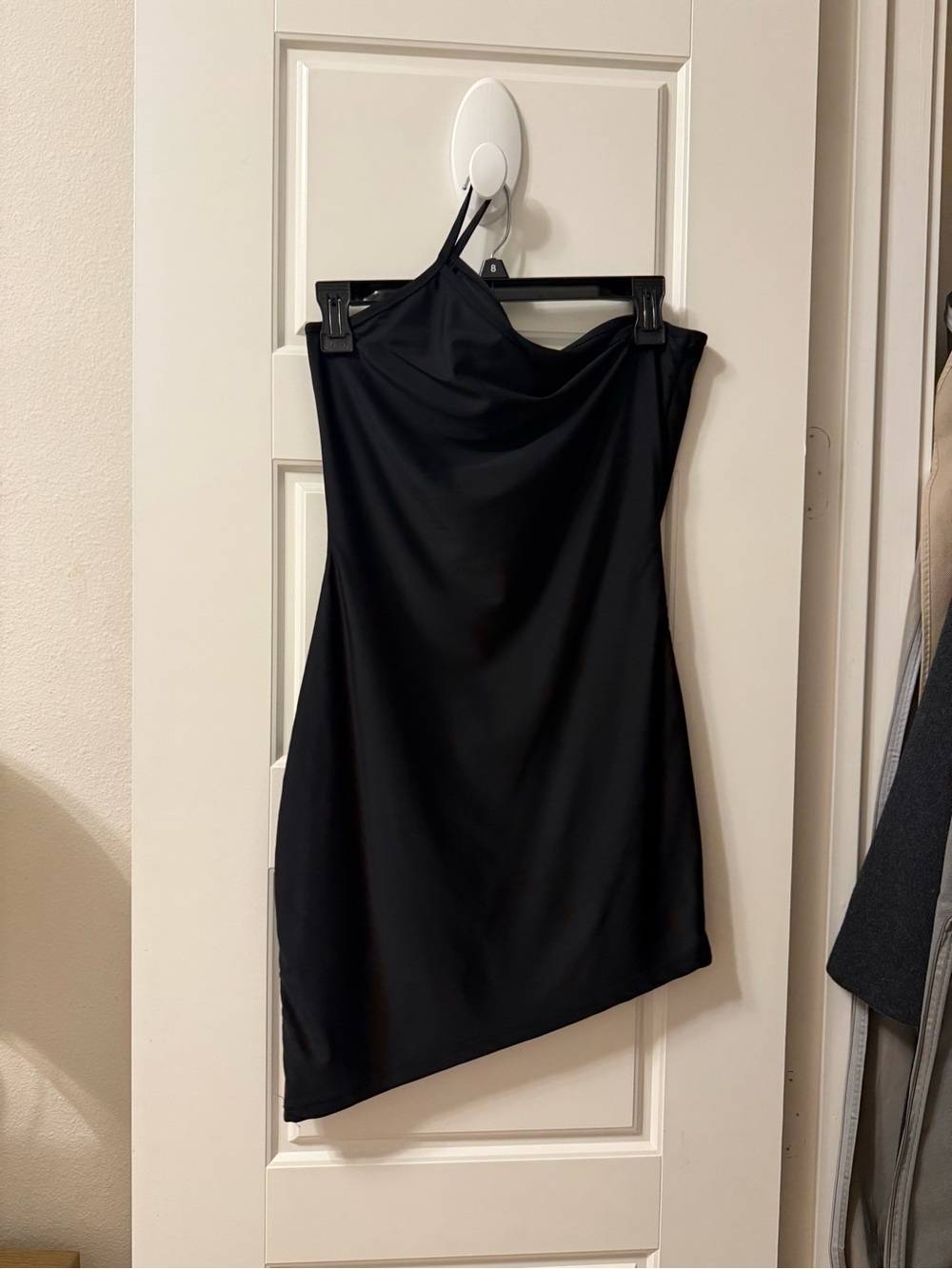 Superdown Rumer Black Asymmetric Slip Dress - Medium